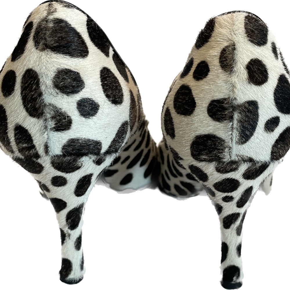Prada Black and White Pony hair animal print vintage heels. Size 40 or 9 - Picture 3 of 6